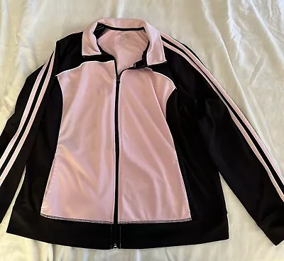 Made For Life Women’s Jacket Pink Black Full Zip Track Jacket Pockets XL • $15