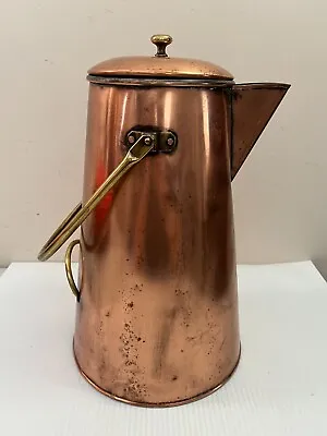 Vintage Large Copper Coffee Pot Kettle Swing Handle Brass 15  Campfire Camping • $50.99