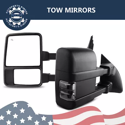 Smoke Turn Signals Tow Mirrors For 08-16 Ford F250-F550 Super Duty Power Heated • $118.39