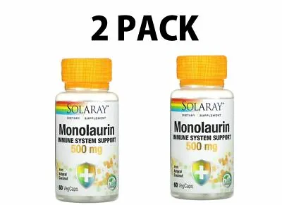 Solaray Monolaurin 2 PACK Immune System Support 500 Mg 60 VegCaps Each • $25.99