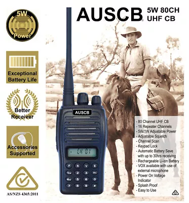 AUSCB 5W 80CH UHF CB Handheld - Australian Standards Approved To CB And LMRS • $119.90