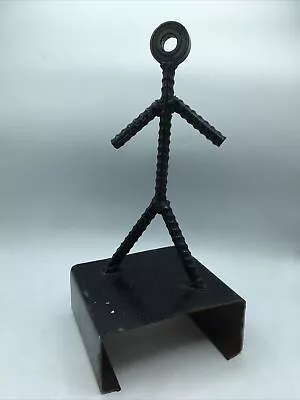 Vtg Metal Industrial Sculpture Leaning Person Rebar Stand 13x6” • $32