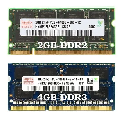£6.59 • Buy Hynix Chips DDR2-800MHz DDR3-1333MHz Laptop RAM Memory 200Pin SODIMM 2GB 4GB 8GB