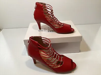 Women’s Heels Shoes Midnight Velvet Red & Gold Open Toed Size 6M • $18