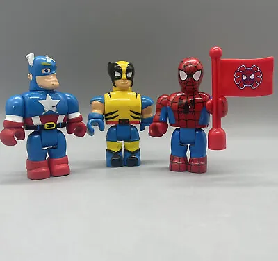 Marvel Mega Bloks Spiderman Captain America Wolverine Lot Action Figures • $19.99