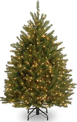 Artificial Mini Christmas Tree Green Dunhill Fir White Lights Includes Stand 4Ft • $171