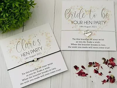 £1 • Buy =- Hen Party-Hen Do -Favour Personalised -Gifts- Wish Bracelet- Charm - Confetti