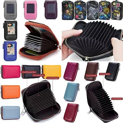 LEATHER Mens Womens Wallet RFID Blocking Purse Zipper ID Credit Card Holder Lot • $9.29