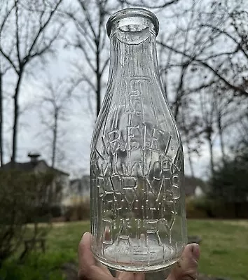Qt Milk Bottle Fairfield Farms Bowman Baltimore MD Maryland Emb Ribbed 1924 Date • $14.99