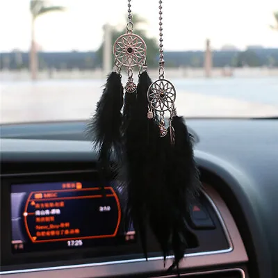 Mini Dream Catcher Hanging Pendant Feather Wind Chimes Car Decor Handmade • £5.04