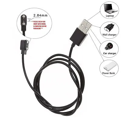 2.84mm Magnetic Charger Charging Cable 2Pin Distance For Smart Plug Watch 80cm • $5.89