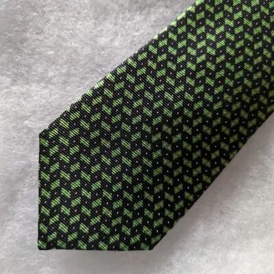Kiton 7-fold Black With Green Pattern Tie • $88