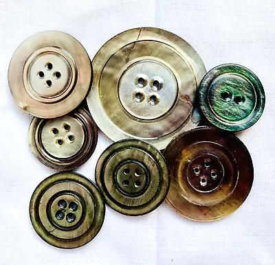 Lot Of 7 LARGE CARVED Exotic Vintage Shell MOP Pearl Sewing Buttons S135 • $29.97