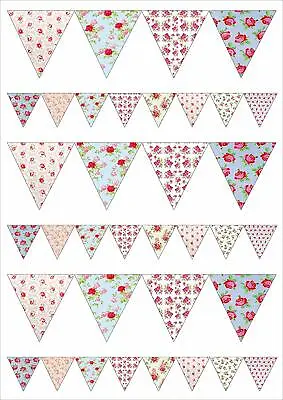 £2.99 • Buy CK Vintage Flower Bunting Edible Decor Icing Sheet Cake Toppers Decorations