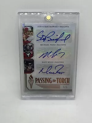 2019 Passing The Torch Triple Autograph Atlanta Falcons Bartkowski Ryan Vick 5/5 • $425