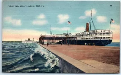 Postcard - Public Steamboat Landing - Erie Pennsylvania • $3.46