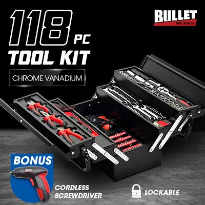 $94 • Buy 【EXTRA10%OFF】BULLET 118pc Tool Kit Box Set Metal Spanner Organizer Household