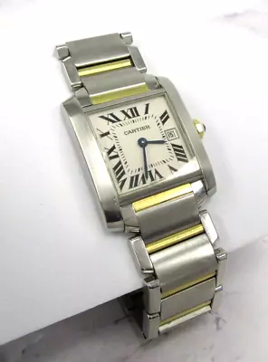 Cartier 2465 Ladies Tank Francaise Midsize Steel & Gold Quartz Watch - Fits 7.75 • $2995