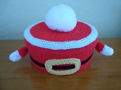 £12.95 • Buy Hand Knitted Santa Xmas Sweet Or Chocolate Tub Cover - Extra Large Pom Pom
