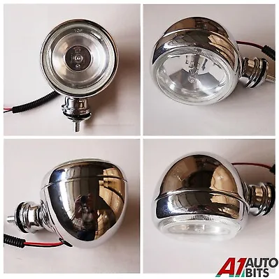 4  Chrome Metal Oldtimer Retro Car Vintage Light Lamp Fog Spot Halogen 12v 55W • $15.57