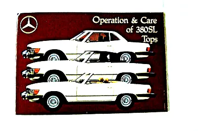 Mercedes 380 SL Owners Manual Top Supplement Operation Care Sl Tops W107 380sl • $28.99