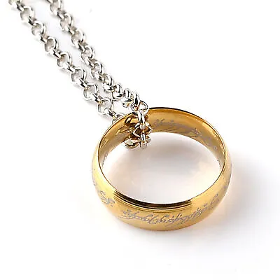 Lord Of The Rings Necklace Lotr Jewelry The One Ring Of Power - Gold Plated! • £7.02