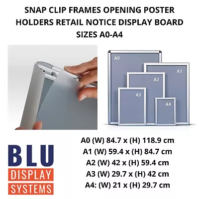 A5 A4 A3 A2 A1 A0 Snap Clip Frames Opening Poster Holders Retail  Display Boards • £5.99