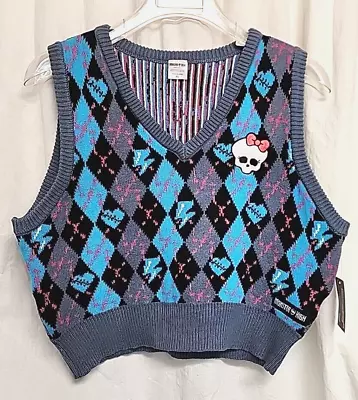 Juniors Monster High Alumni Sweater Vest Spirit Halloween Sz XL Frankie Stein • $23.99