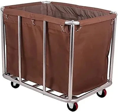 $79.99 • Buy Heavy Duty 4  Wheels Wheeled 260lb Capacity Industrial 400L Basket Laundry Cart