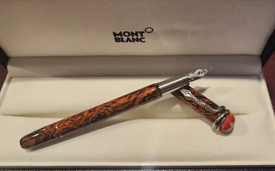 New Montblanc Heritage Rouge Et Noir Serpent Marble Fountain Pen EF 119850 Snake • $975