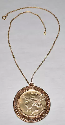 Vintage 1922 Liberty Peace Gold Dollar Coin Pendant Necklace U.S. Of America • $19.50