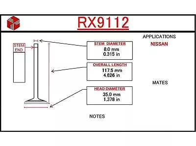 Engine Exhaust Valve ITM RX9112 • $16.83