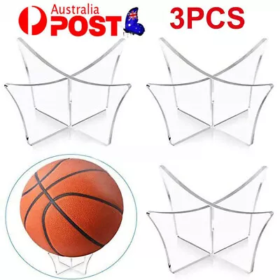 3PCS Clear Acrylic Ball Stand Holder Display Rugby Basketball Football Soccer AU • $11.80