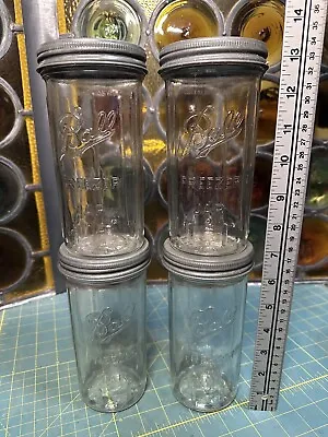 $50 • Buy 4 LOT Vintage BALL Freezer Jar With Zinc Lids Set