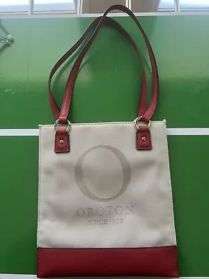 $39 • Buy Oroton Bag Flat Medium Red Beige Logo Shoulder Polyester Designer