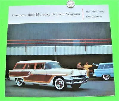 1955 MERCURY STATION WAGON COLOR FOLDER BROCHURE Custom MONTEREY WOODIE Xlnt • $8.60
