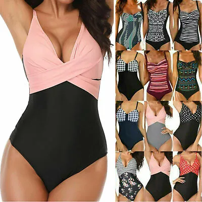 £12.82 • Buy Women One Piece Swimsuit Monokini Tummy Control Swimwear Beach Swimming Costume