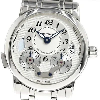 MONTBLANC Nicola Rieussec 7138 One Push Chrono Silver Dial AT Men's Watch_791887 • $3879.42