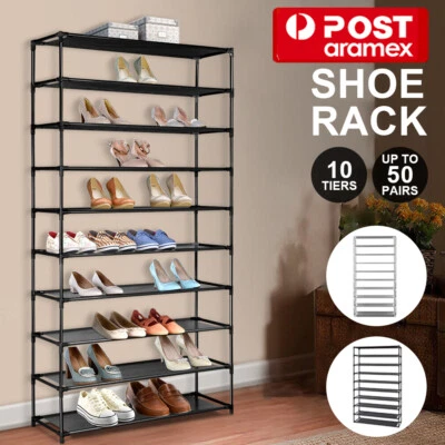 $24.59 • Buy Shoe Rack 10 Tier Shelves Shoes Cabinet Storage 50 Pairs Steel Stand Organiser