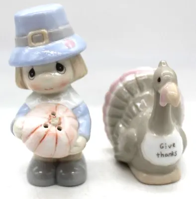 Vintage Pilgrim And Turkey Give Thanks Salt And Pepper Shakers 1994 PMI • $12.99