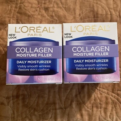 $14.97 • Buy (2) Pack Lot Loreal Paris Collagen Moisture Filler Daily Moisturizer 1.7 Oz