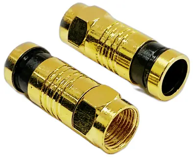 10 X Auline Gold F Plug Connector Male Compression Plug For RG6 WF100 Cable • £4.95