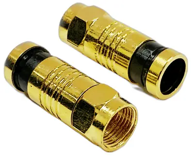 5 X Auline Gold F Plug Connector Male Compression Plug For RG6 WF100 Cable • £3.75