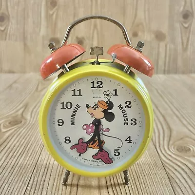 VTG 70's Bradley Disney Minnie Mouse Germany Twin Bell Alarm Metal Clock Working • $34.99