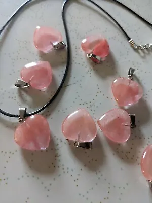 $8 • Buy Watermelon Quartz Healing Crystal Heart Stone 3/4  Natural Pendant Gem Necklace