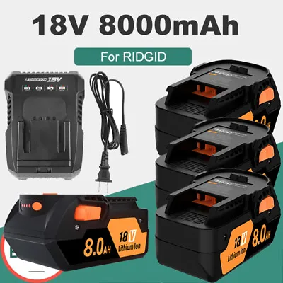 8.0Ah 18V Li-Ion Battery For RIDGID AEG R840087 R840086 R840085 6.0AH / Charger • $29.99