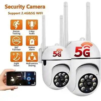 2MP 5G & 2.4G Dual-Band IP Camera Wireless WIFI CCTV HD PTZ Home Security IR Cam • £17.99