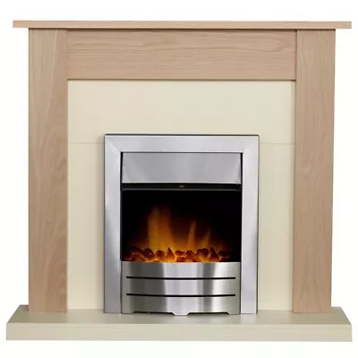 Adam Southwold Fireplace In Oak & Cream With Colorado Electric Fire In Brushe... • £299