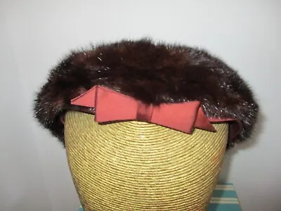 Vintage 1960's Cecile New York Original Dark Brown Mink Beret~Chapeau~Hat • $24