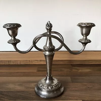 Vintage IANTHE Silver Plated Candelabra 2 Arm - Green Felt Bottom - See Pics • £14.99